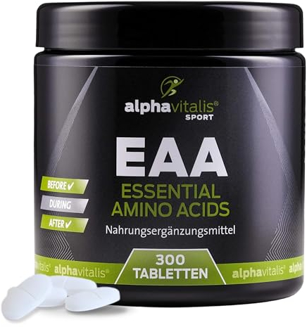 EAA Tabletten optimal dosiert 300 Stk. - vegan - Multi Amino Pattern Code mit allen 8 essenziellen Aminosäuren inkl. BCAA ohne Magnesiumstearat aus pflanzlicher Fermentation