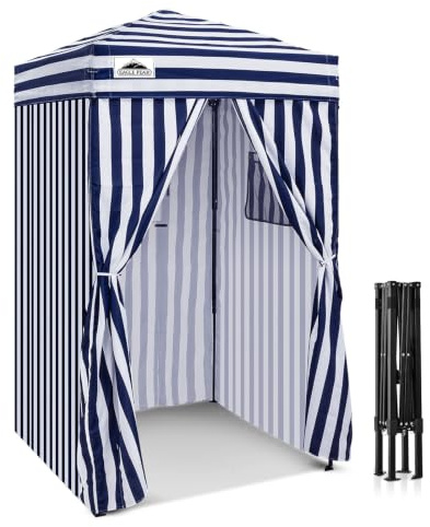 EAGLE PEAK Flex Ultra Compact 4x4 Pop-up Canopy, Sun Shelter, Changing Room, Portable Privacy Canopy Cabana for Pool, Fashion Photoshoots, or Camping, White/Blue