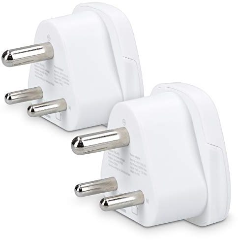 kwmobile 2X Reiseadapter Typ-D - Reise Adapter zu Typ D Steckdose in z. B. Indien Sri Lanka Nepal - Stromadapter Urlaub Weiß