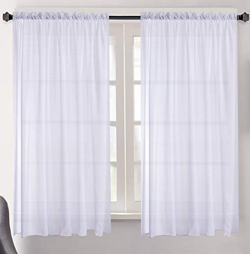 Megachest cotton look voile sheer slot top curtain a pair (cotton-look snow white, 56 wideX81 drop)