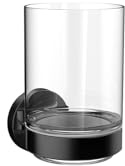 EMCO Round Mundspülglas zum Kleben I Bad Zahnputzglas zur Wandmontage Schwarz