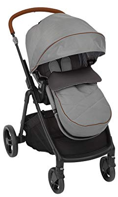 Graco Near2Me - Cochecito (desde el nacimiento hasta los 4 años aprox. 0-22 kg) con función de ajuste de altura Slide2Me, saco de lujo y protector de lluvia, gris