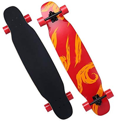 Skateboard 42 Zoll Pro Longboard Cruiser 9 Schichten Ahornholz Deck Longboards für Jungen Mädchen, Long Board Skateboards für Kinder Erwachsene Anfänger Dancing Surfskate (Color : Orange)