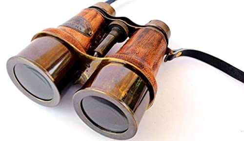 Vimal Nautical Größe – 5 x 4,5 nautisches Messing-Fernglas, antikes Finish, Vintage-Geschenk, Teleskop aus Leder, handgefertigtes Material: Messing