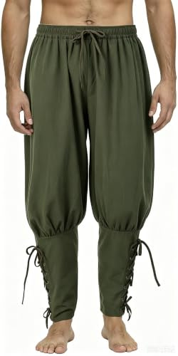 COSDREAMER Herren Mittelalterhose Wikinger Piraten Kostümhose Grau XL