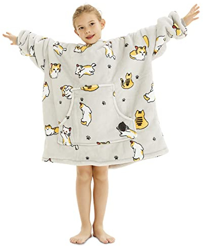 THREE POODLE Decken Hoodie, Oversize Hoodies Decken Pullover Kuschelpullover für Damen Herren Kinder, Warm und Weiches Futter, Übergroßer Hoodie Sherpa-Decke, Verschiedene Muster Verfügbar