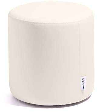 Avalon - Pouf Poggiapiedi Rigido CILINDRO Mamba Ignifugo Classe 1IM in Ecopelle Nautica, Puff Poggiapiedi, Seduta da Interno ed Esterno, Professionale Comodo Impermeabile, Made IT(35cm-Bianco sporco)