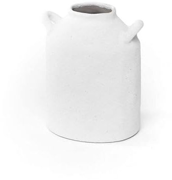 ROCKING GIFTS Jarrón Ancho Decorativo Porcelana Blanco Rústico Vintage 15 cm