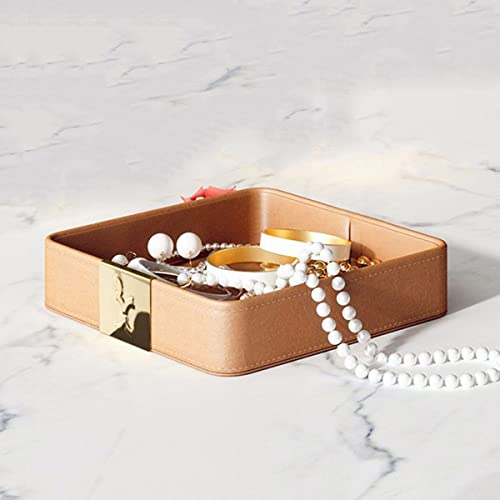 LEIYTFE Nachttisch Aus Leder Schmuck Tablett Catchall Tablett Wohnzimmer Schlüssel Telefon Ändern Uhren Eingangsbereich Tablett, Dekoratives Tablett Für Telefon, Schmuck, Parfüm, Geldbörse