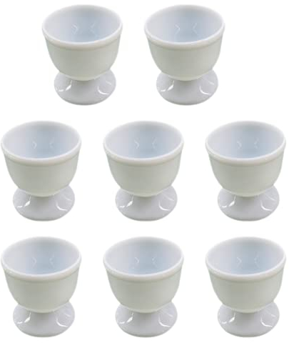 RANRAO Set di portauova in porcellana da 8 pezzi, supporto per portauovo bianco e morbido duro porta uova sode tazze da cucina colazione