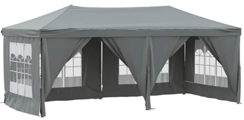VidaXL Hopfällbart tält med sidoväggar antracit 3x6 m, bröllopstält, trädgårdstält