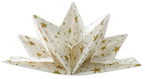 Fanxyware Star Shaped Origami Dinner Napkins with Gold Stars on White (Disposable) - 12 Pack, 23 x 15, 3-Ply Paper - Style Name: Pop Gaze