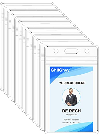 100 Pack Extra Thick Name Badge Holders, Heavy Duty & Sealable Waterproof Vertical ID Badge Holders, Durable Clear PVC Plastic Badge Sleeve for Credit Card/Shcool Work Badge/Room Key/RFID