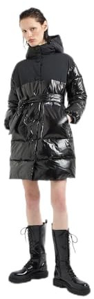 Armani Exchange Women's The Notorius Frank, Sustainable, Crinkle Nylon Insert Caban Coat, black, S