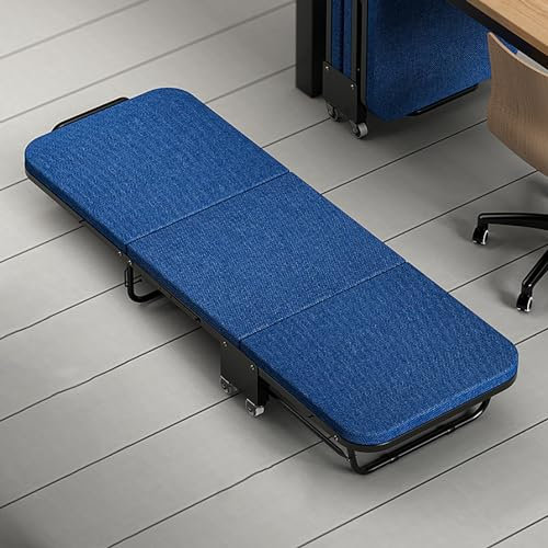 Klappbett Mit Memory Foam Matratze, Schlafsessel Klappbar Gästebett Reisebett Erwachsene, Tagesbett Metallbett Campingbett Bettsofa Für Schlafzimmer Und Büro, Belastbar 200kg, 180×65×26cm ( Color : Bl