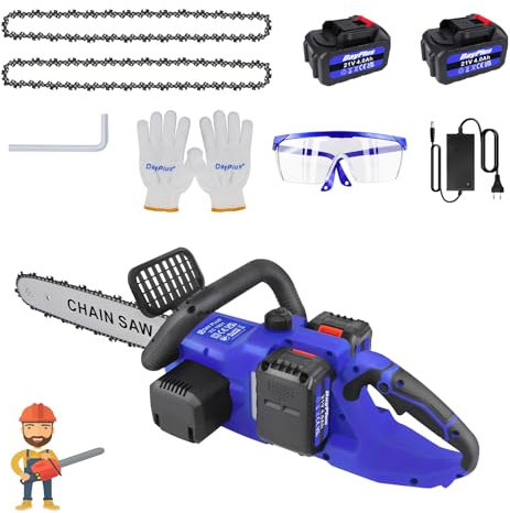 Motosega a Batteria da 16 Pollici con 2 Batterie e Caricatore, Sega a Catena Senza Fili Brushless, Sega da Potatura da Giardino Auto-Oiler