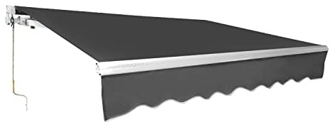 Tubiaz Gelenkarmmarkise 300 x 250 cm, Balkon Markise, Manuelle Sonnenmarkise Terrassenmarkise Sonnenschutz, Alu und 280g/㎡ Polyester Markisen, für Balkon, Terrasse, Innenhöfen, Grau