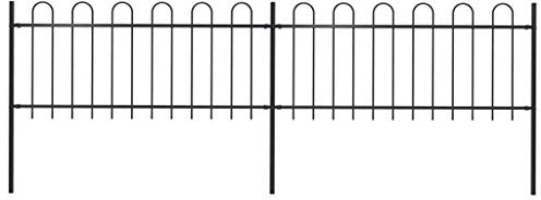 LAPOOH Gartenzaun mit Bügel-Design, Sichtschutz Zaun, ZaunsichtschutzB, Steckzaun, Garten Zaun,Teichzaun, Zaunelemente, Garden Fence, Stahl 3,4 x 0,8 m Schwarz