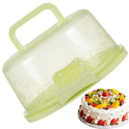 Uitseld Cake Carrier Box, Food Grade Cupcake Holder with Transparent, Reusable Multifunctional Cake Carrier with Handle for Fruit, Vegetable