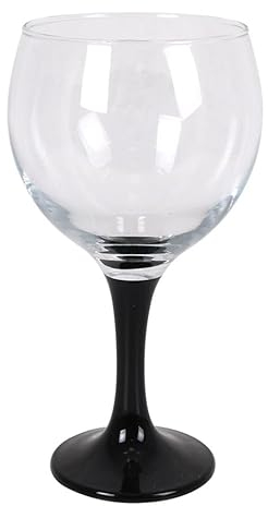 aro Copas combinados, para Cocktail, Gin Tonic, Copas de balon de vidrio de pie color rosa, capacidad 64,5cl, Apto para lavavajillas, 6 unidades… (Negro)