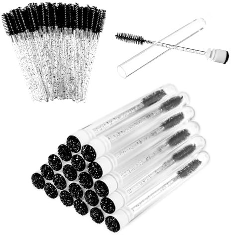 Lot de 70 brosses à cils jetables avec 20 tubes vides pour mascara - Pinceaux à mascara en diamant - Bobines de cils noires pour extensions de cils - Outil de maquillage - Tubes de brosse à cils