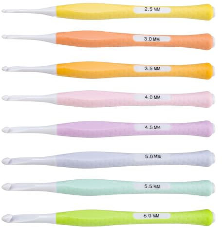 LERANXIN 8 Stück Häkelnadeln Set, Ergonomisches Häkelnadel Set mit Silikongriff, 2,5 bis 6 mm Häkelnadel, für Häkelprojekte und Heimwerken