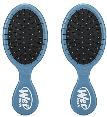 Wet Brush Mini Entwirr-Bürste, Elemental Blue – Entwirr-Bürste für unterwegs – Ultra-weiche IntelliFlex-Borsten gleiten mühelos durch Knoten – Schmerzfrei – Für alle Haartypen (Packung mit 2)