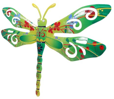 KITANDOVE Dragonfly Wall Art Iron Dragonfly Decor for Indoor and Outdoor Spaces Vibrant Sculpture for Gardens Patios and Living Rooms Unique Wall Hanging Decoration