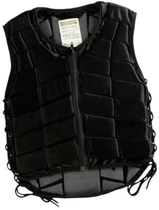 Oshhni Gilet da Equitazione con Protezione Antiurto e Cinturino Regolabile, Gilet Protettivo per Bambini (Nero), S