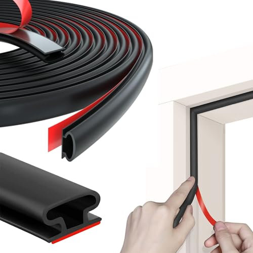 Türdichtung Dichtungsband Selbstklebend,Haustür Türrahmen Dichtung Flexibel,Türdichtungen Gummidichtung Wasserdicht,Dichtungsband Fenster Tür,Door Seal Dichtungsstreifen Dichtungsgummi(Schwarz,15M)