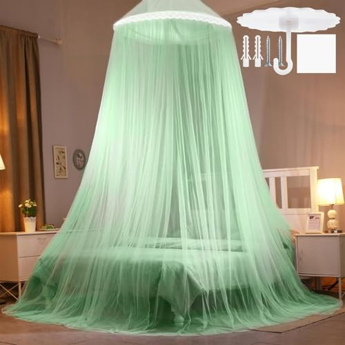 CINGHIA Diseño de Cúpula Mosquitero de Dosel,Mosquitera para Cama,Mosquitera Viaje,Mosquitera Jardin,Mosquitera Cama Matrimonio Prevenir Insectos,Mosquitera Color Verde Claro 60x250x1100cm