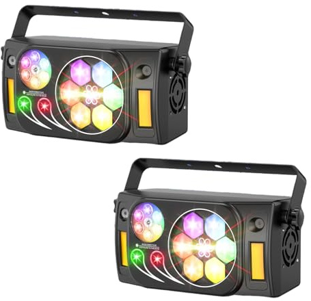 60W RGBW Disco Partylicht LED Discokugel, 2PCS 6 In 1 Bühnenlicht mit Fernbedienung DMX512 Automatikmodus, Disco Licht Partylicht für Party Club Bar Zuhause Weihnachten Halloween Geburtstag