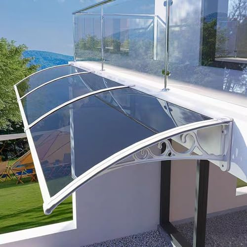 MARIYCH Window Awning Silent Roofing Canopies Front Door Canopy Outdoor Window Rain Shelter with 99.99% UV Protection Impact Resistant Door Awning Solid Polycarbonate Cover (100x240cm/39 x94