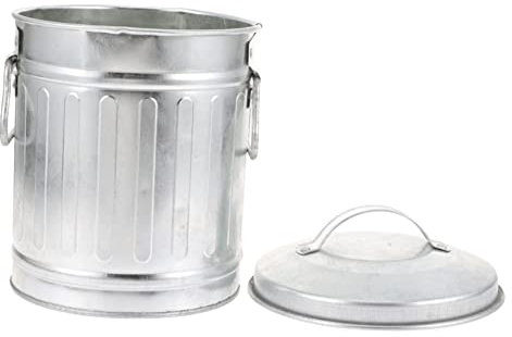 Homoyoyo Kleiner Verzinkter Metalleimer Mit Deckel – Multifunktionaler Ascheeimer - Blumentopf Oder Aufbewahrungsbehälter - Ideal Für Trockene Lebensmittel Und Als Stilvolle Deko Vase