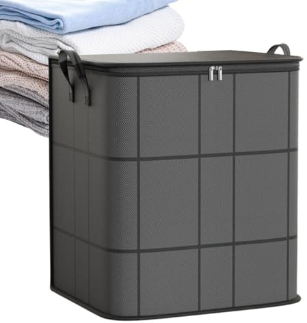 Borsa per trasloco con cerniera, 60 x 50 x 70 cm, contenitore impermeabile in tessuto non tessuto, con manico, borsa per riporre vestiti, trapunte, biancheria da letto, abbigliamento