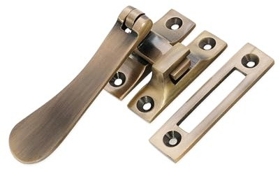 Solid Brass Victorian Vintage Old English Style Window SASH Fittings Fastener (Antique Brass, Casement Fastener)