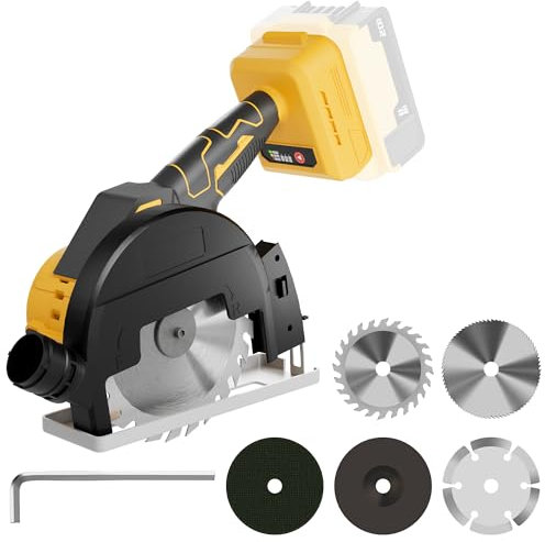 Cotchen Mini sega circolare senza fili, compatibile con batteria DeWalt da 20 V, sega circolare compatta senza spazzole con 5 lame da 10,2 cm, profondità di taglio massima 1-2/11 '' per legno, metallo
