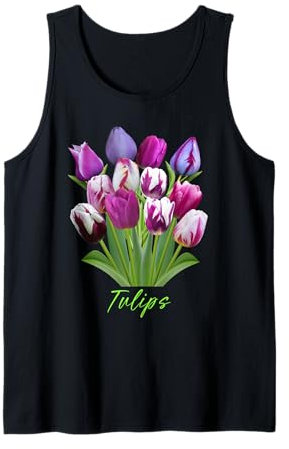 Bouquet de tulipes violettes, blanches et bleues Débardeur