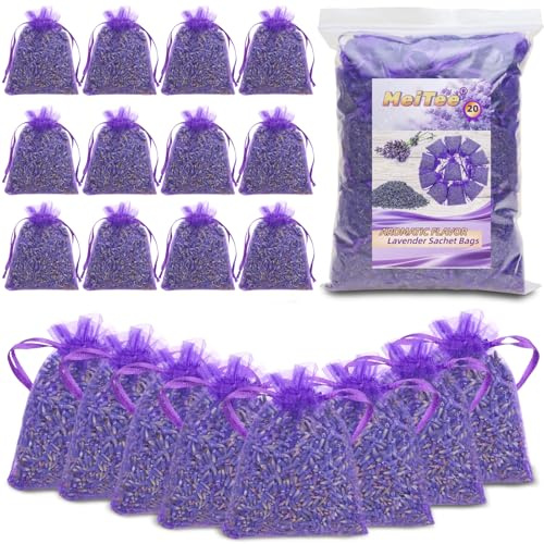 20 Pack French Lavender Sachets Fresh Scent for Closets Drawers Car