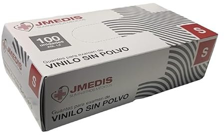JMEDIS Guantes de Vinilo Sin Polvo, 100 Unidades, para Examen Médico (1, PEQUEÑO S)