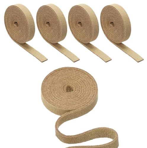 PATIKIL 8mm Cordino in Pelle, 5Pz 5m L, Striscia di Cuoio PU Cordoncino in Pelle Piatto Monofacciale per Artigianato Collane Bracciali Cinturini Borse Creazione Gioielli, Oro Chiaro