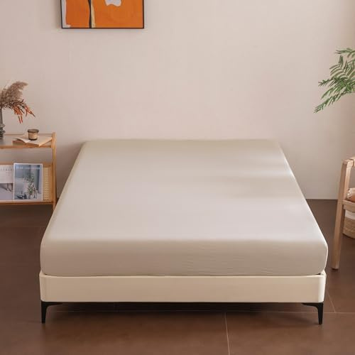 Sonive Spannbettlaken 140x200cm 100% Polyester, Matratzenhöhe bis 30 cm | Spannbetttuch Bettlaken für Dicke Matratzen, Weich, Atmungsaktiv & Hautfreundlich Beige