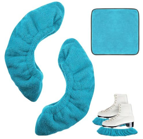 AKINSTER Kufenschoner - Patines de hielo, 1 par de protectores de patines de hielo con 1 toalla de mano, calcetines elásticos para mujer, hombre, niños, patines de hockey, patines de patinaje
