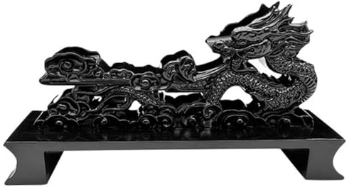 Fituenly Support De Lame Véritable De Samouraï, Présentoir De Couteaux Décoratif pour Katana, Support De Rapière Japonais en Forme De Dragon Chinois Noir pour Support De Wakizashi Tanto