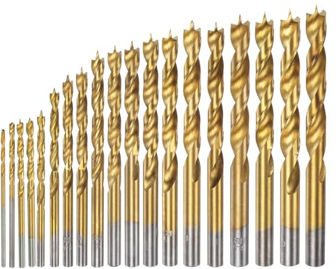 QUARKZMAN 19 Stück Brad Point Bohrersatz 1-10mm Durchmesser Gerade Rundschaft Bohrer Metrisch Brad Point 0.94-3.43 Bohrtiefe Spiral Twist Bohrer Für Schreiner Holzarbeiten Kunststoff Gummi