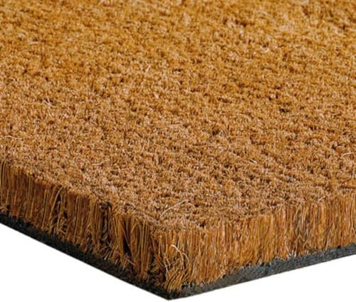 Coir Matting, Natural Coir Front Door Mat Inside & Outside - Cut to Size, Non-Slip Heavy Duty Door Mat with Rubber Backing, Thick 17mm Pile for High Traffic Areas - Pet Friendly, (Brown, 60 x 90 cm)