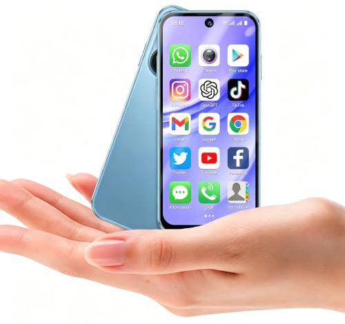 Longben Mini Smartphone Débloqué, Android 12.0 Petit Téléphone, 3,88 Screen, 4G Double SIM, 1950mAh, Face ID GPS WiFi OTG, 3+32 Go Bleu