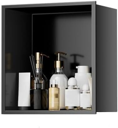 Kanduo Nicchia for doccia in acciaio inossidabile - Mensola da incasso a parete for riporre oggetti in bagno - Non sono necessarie piastrelle, facile installazione(Black)