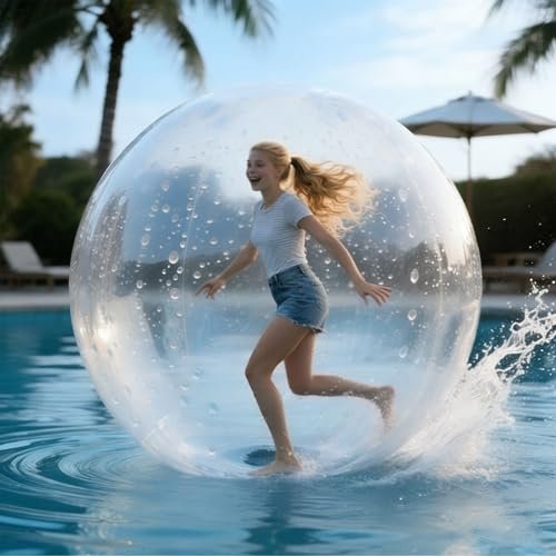 Bola Inflable para Caminar sobre el Agua, Bola Inflable para Hámster Humano con Bomba de Aire, Cremalleras Impermeables y Sellos Reforzados, Bola Zorb Transparente para Actividades en la Piscina 2.5m