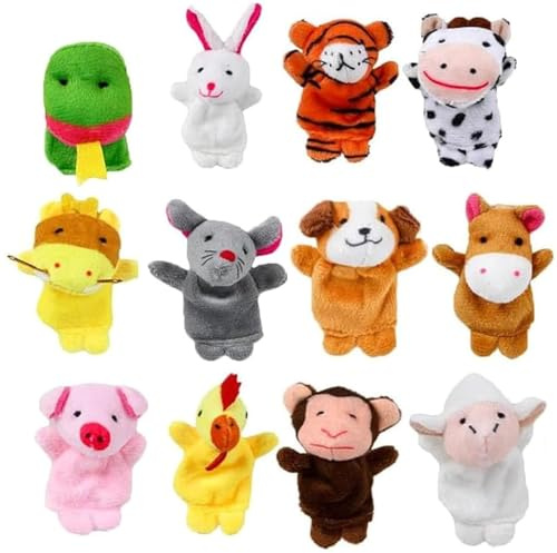 12 Pack Finger Puppets, Soft Plush Animal Hand Puppets for Toddlers | Soft Plush Animal Finger Puppets, Educational Storytelling Puppet Toys for Toddlers, Birthday Party Favors